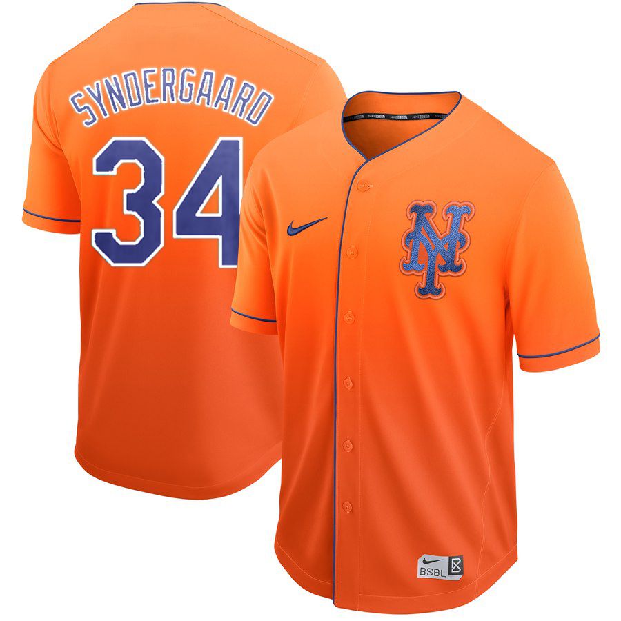 Men New York Mets #34 Syndergaaro Orange Nike Fade MLB Jersey->kansas city royals->MLB Jersey